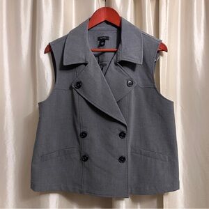 Halogen Double Breasted Trench Vest Grey